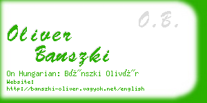 oliver banszki business card